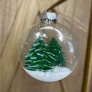 Glass Christmas Ornament with Green Trees